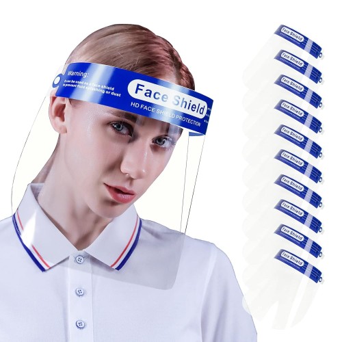 10 Pack Safety Clear Face Shield Anti Fog Face Shield for Women & Men Protective Face Shields