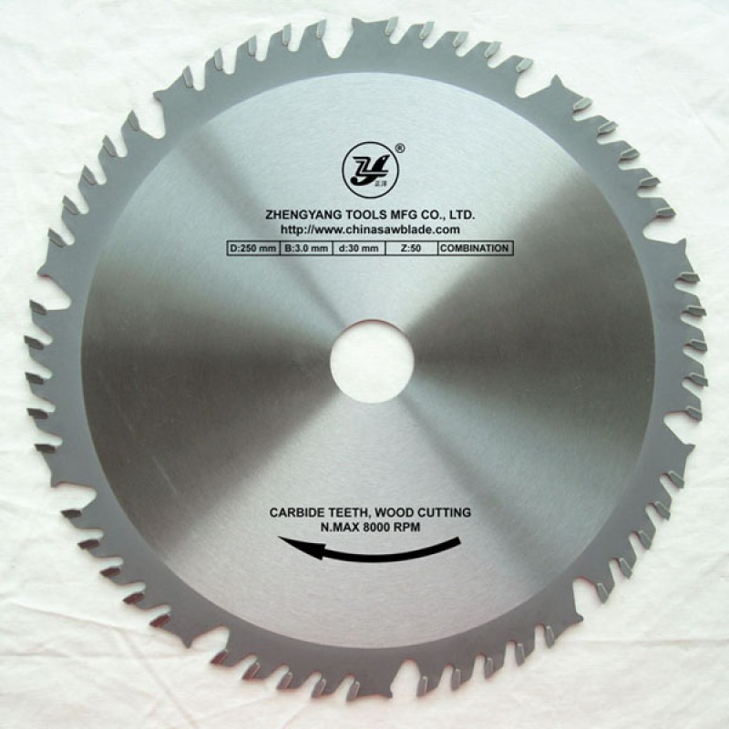 Combination teeth blade for wood